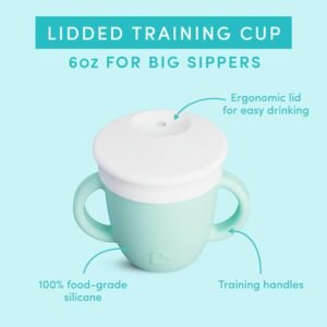 Training Sippy Cup with Lid for Babies and Toddlers, 6 oz, Mint/Green