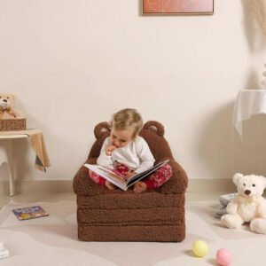 Foldable Kids Sofa Sherpa Teddy Bear Toddler Couch