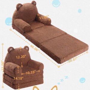 Foldable Kids Sofa Sherpa Teddy Bear Toddler Couch