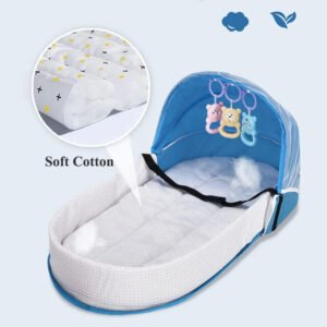 Portable Folding Baby Crib with Net and Awning