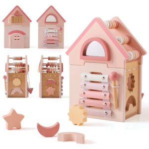 Montessori Wooden Toy Block Pink Castle